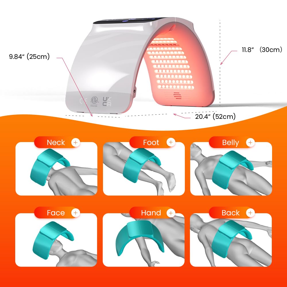 Bestqool LED Mask Photon LED Light Therapy - 6 Colors with Near Infrared Light LED Face Mask for Skin Rejuvenation SPA Facial Body Skin Care Beauty Salon Device