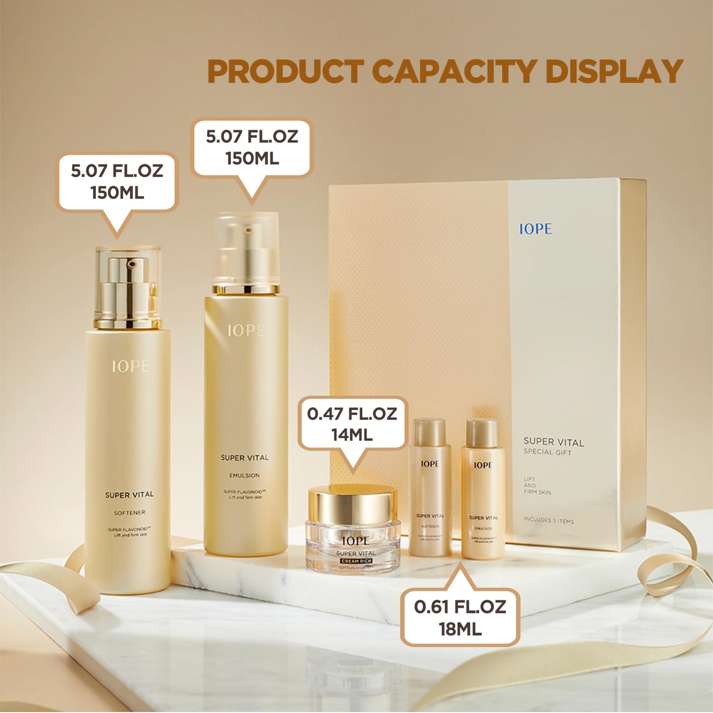 IOPE Super Vital Skin Care Set - Luxury Korean Skincare Gift Set for Anti Aging, Including Face Toner, Lotion and Moisturizer for Wrinkle Care - Facial Care Kit for All Skin, for Hydration & Lifting