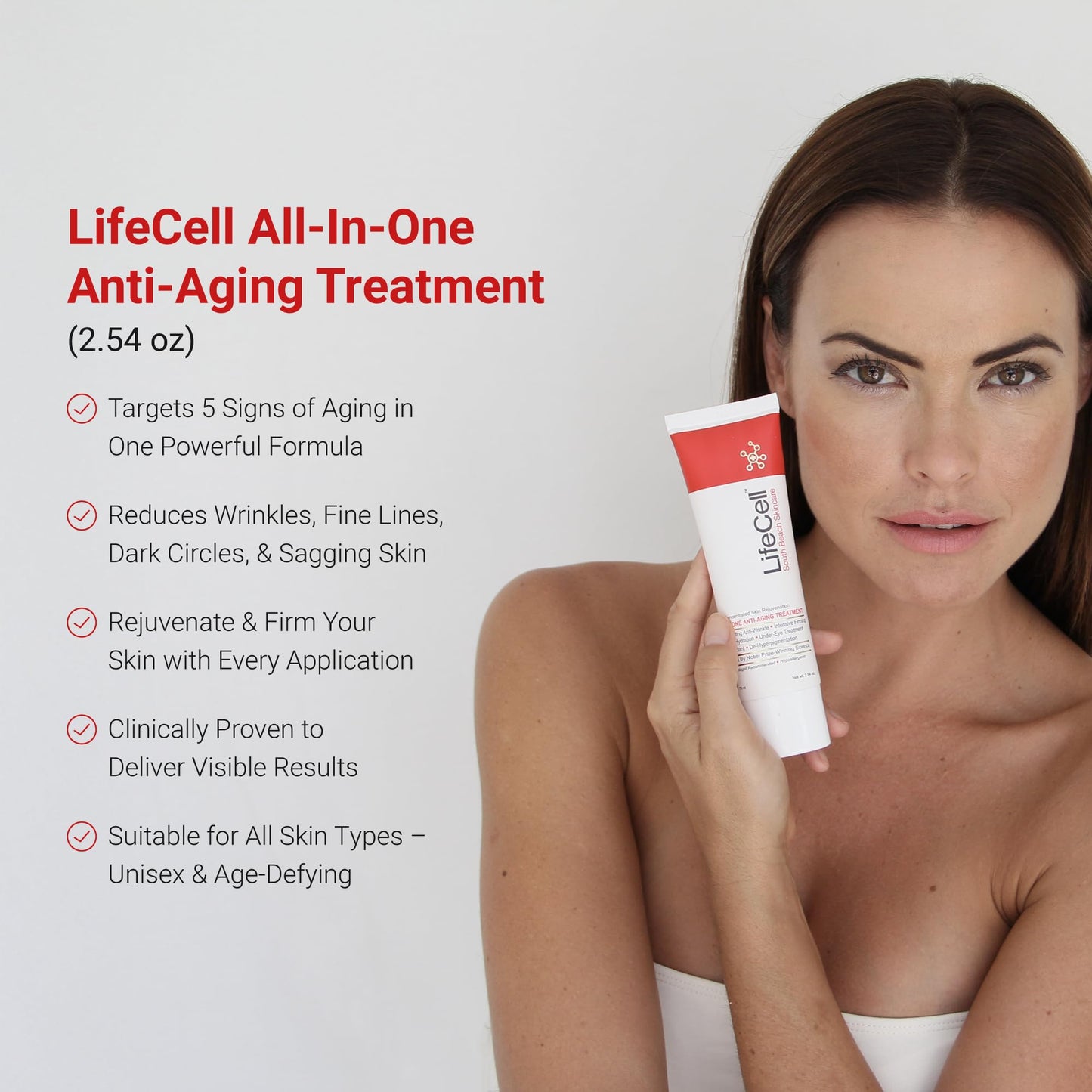 LifeCell All In One Anti-Aging Cream – Reduces Wrinkles, Fine Lines, Dark Circles & Sun Damage – Retinol, Vitamin C, DMAE & Hyaluronic Acid – Fragrance-Free, for All Skin Types (2.54oz), 2-Pack